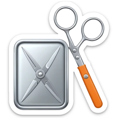 un restangulo con el simbolo de reproducir en el medio y una tijera a un lado sticker