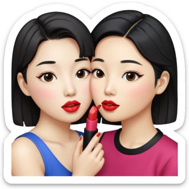 Korean lesbians, kissing sticker