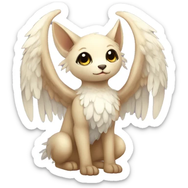 Anthro shy cute kawaii winged animal hybrid full body sticker