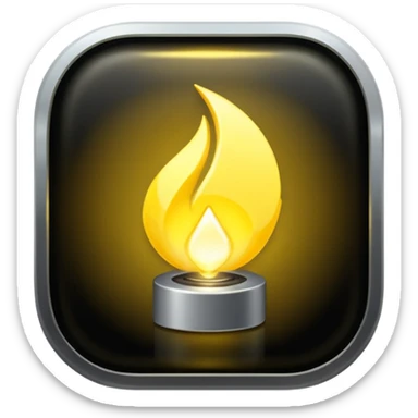 A small glowing spark inside a play button sticker