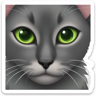black cat with green eyes sits sticker