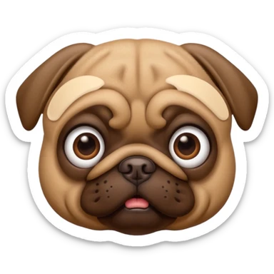 Brown Pug dog I'd like a 3D emoji sticker