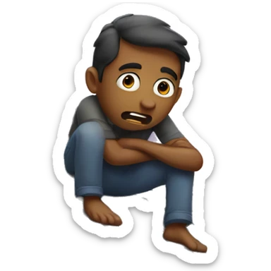 Scared man on roof sticker