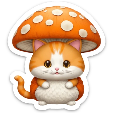 Cat in mushroom costume sticker