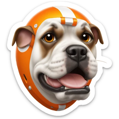 American bull dog wearing orange football helmet  sticker
