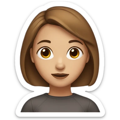 girl with a brown-haired bob with brown eyes sticker