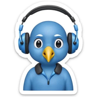 blue kiwi bird ai agent with headphone sticker