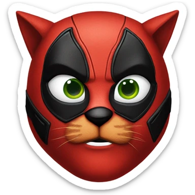 Big Red cat with Deadpool outfit sticker