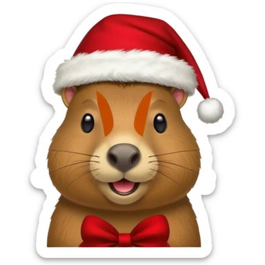 Capybara con gorrito de navidad sticker