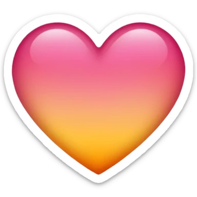 Yellow to orange to dark pink gradient heart sticker