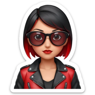 a badass ladybug with sunglasses and a leather jacket sticker