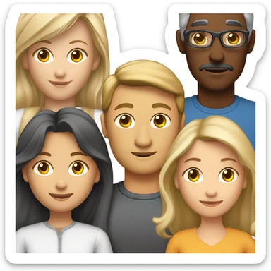 Family: Mann (29 Jahre, braune Haare), Frau (27 Jahre, blonde Haare), Mädchen (3 Jahre, hellbraun), Junge(1 Jahr, blonde Haare) sticker