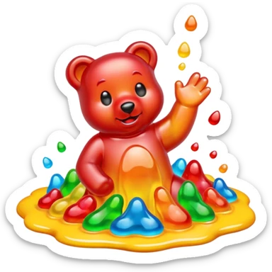 Gummy bear melting into ground sticker