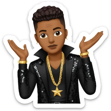 Donald DeVante Swing DeGrate from Jodeci/K-Ci & JoJo with dark brown, black sequin outfit sticker