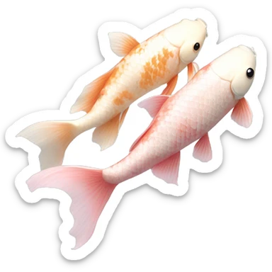 ivory and pale pink koi fish swimming together (realistic)  sticker