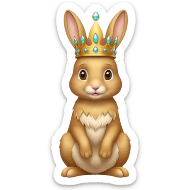 bunny King – proud golden bunny wearing a tall jeweled crown, sitting sticker
