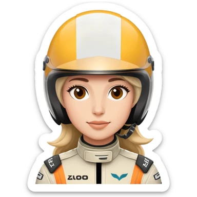 a female f1 driver with her helmet on  sticker
