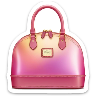 Realistic pink iridescent dome shaped Dooney and Bourke satchel purse isolated.  sticker