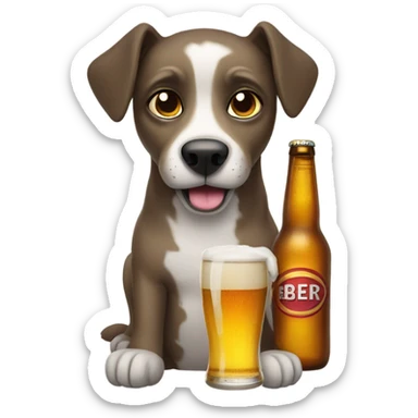 Dog with a beer sticker