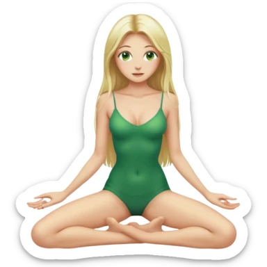 Naked woman tits out long blonde hair green eyes full body skinny legs no clothing on her knees sticker