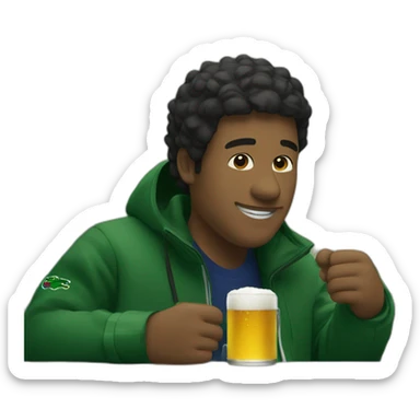 Lacoste black friends man drinking beer with windbreaker sticker