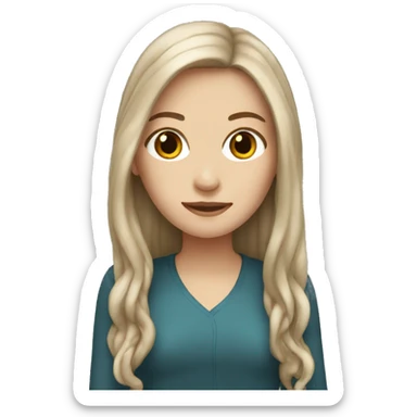 White girl with long brown hair sticker