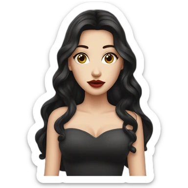 white girl with wavy long black hair and juicy lips posing sticker