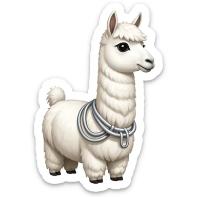 white llama with a long steel resilient coil around the neck sticker