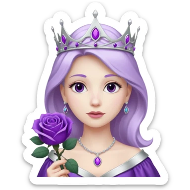 Purple shadow rose silver circle plaque with silver tiara sticker