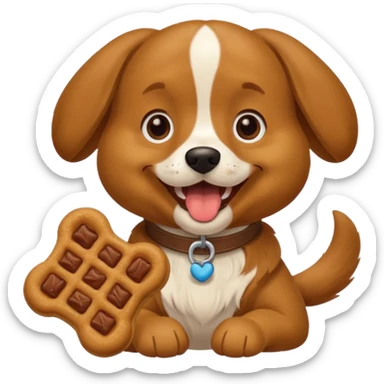 dog eating dog treat sticker