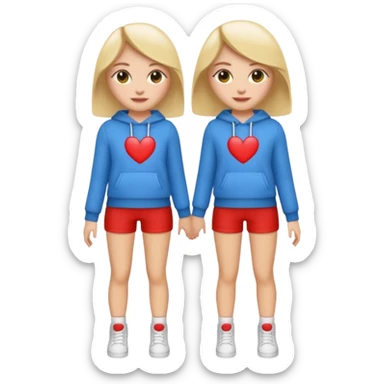 👯‍♀️ generate this emoji, as two white girls, bffs, the same pose but maybe the outfit cuter. we are models sticker
