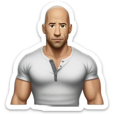 vin diesel serious cartoon wearing henley  sticker
