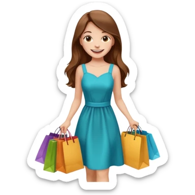 woman with long hair buys clothes in a store, shopping vibe sticker