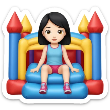 black hair girl-sitting-in-bouncy-house sticker