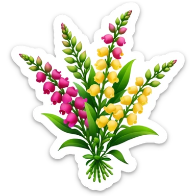 big bouquet Snapdragon, luxuriant, leaf, bud sticker