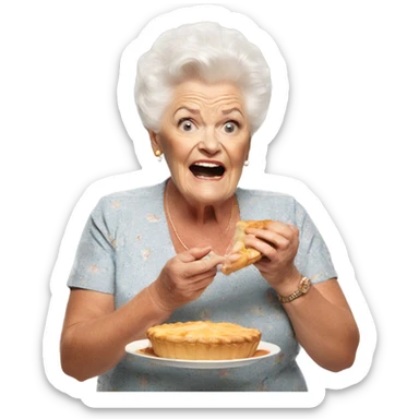 Pat butcher eating a pie sticker