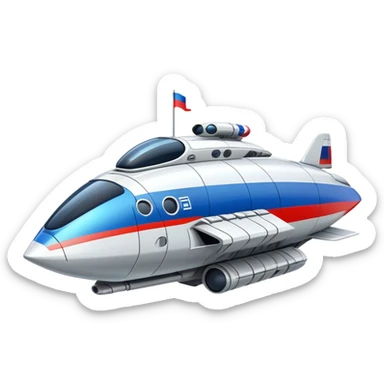 Sci-fi Russian mothership with flag colors incorporated in design sticker