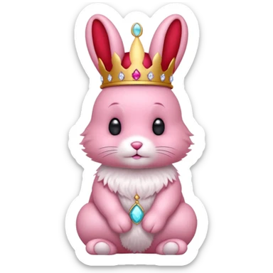 pink bunny with red crown sticker