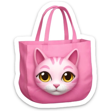 pink cat in a orada bag sticker