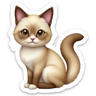 cinematic-[snowshoe cat]-realistic-full-body-sitting-emoji,-tail-curled-playfully-around-its-paws,-head-tilted-dramatically,-fluffy-[siamese]-fur,-simplified-yet-realistic-focused-features,-highly-detailed,-glowing-with-an-almost-sarcastic-glow sticker