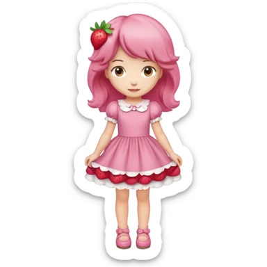 pretty and cute realistic modern day strawberry shortcake full body sticker