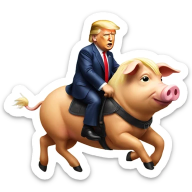 Donald trump riding a pig  sticker