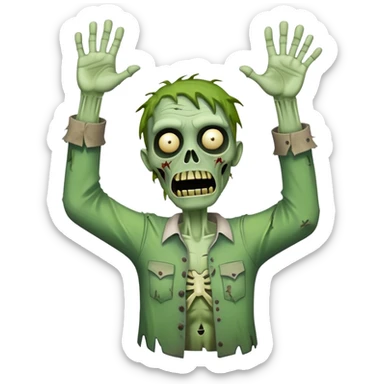 green zombie with both hands raised in the air sticker