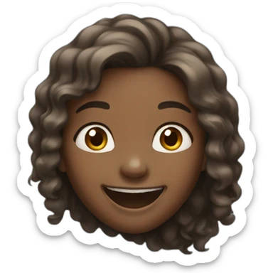 Young half black girl with long hair laughing  sticker