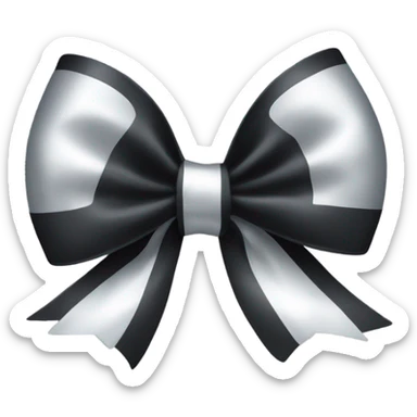 black bow with a silver heart bow in the center sticker