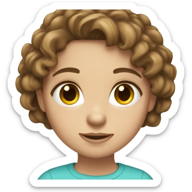 Brunette girl with light brown hair and brown eyes with sticker