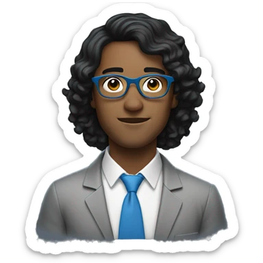 guy with wavy short black hair and round blue glasses sticker