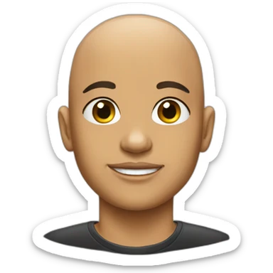 Bald atractive with girl hair black sticker