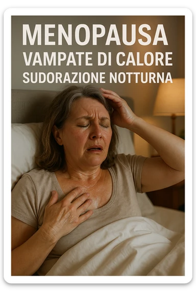 Donna in menopausa con sintomi evidenti. immagini specifiche, se usi testo deve essere in italiano. immagini realistiche 4k sticker