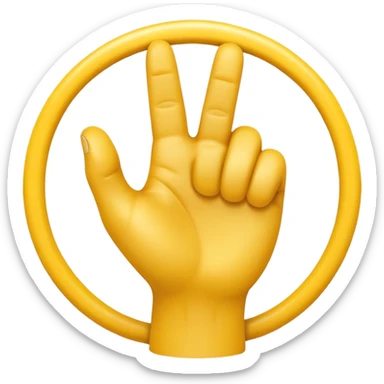 A 3D Apple-style yellow hand emoji, closed fist with only the index finger pointing upward, the finger making a circular motion as if drawing an imaginary circle in the air, dynamic curved motion lines around the finger to show the circular movement, smooth glossy texture, clean minimal background sticker